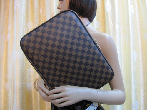 Louis Vuitton replica Damier Ebene canvas laptop sleeve 15